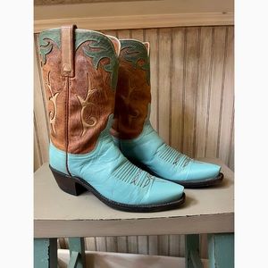 Lucchese 1883 Snip Toe Inlay Cowboy Boots Womens 6.5 B